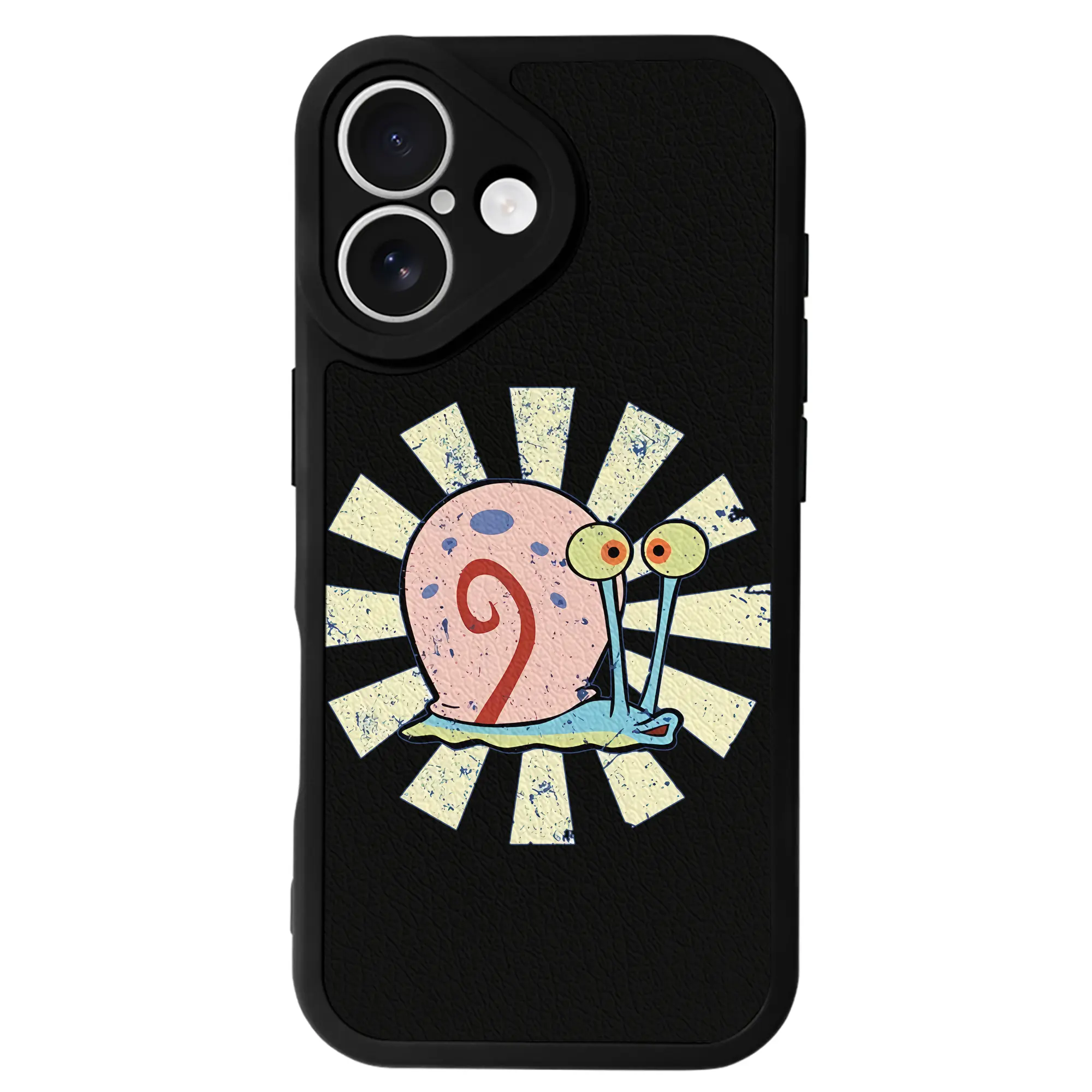 スポンジボブ グッズ カタツムリさん - IPhone 16シリーズ対応 ・ シリコンスマホケース ・ レザー調 ・ 高精度フィット ・ 耐衝撃 ・ ワイヤレス充電対応 ・ 精密カット